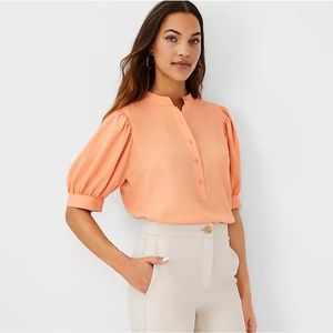 Ann Taylor, Petite Large. Winter White, Petite Half Placket Top